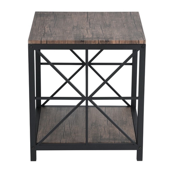 End Table/Side Table with 2-Tier Storage Shelf