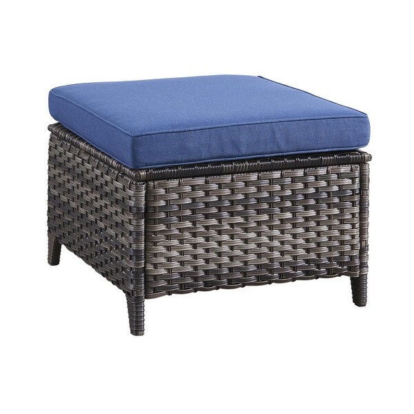 2 Piece Outdoor Ottoman Wicker Patio Ottomans