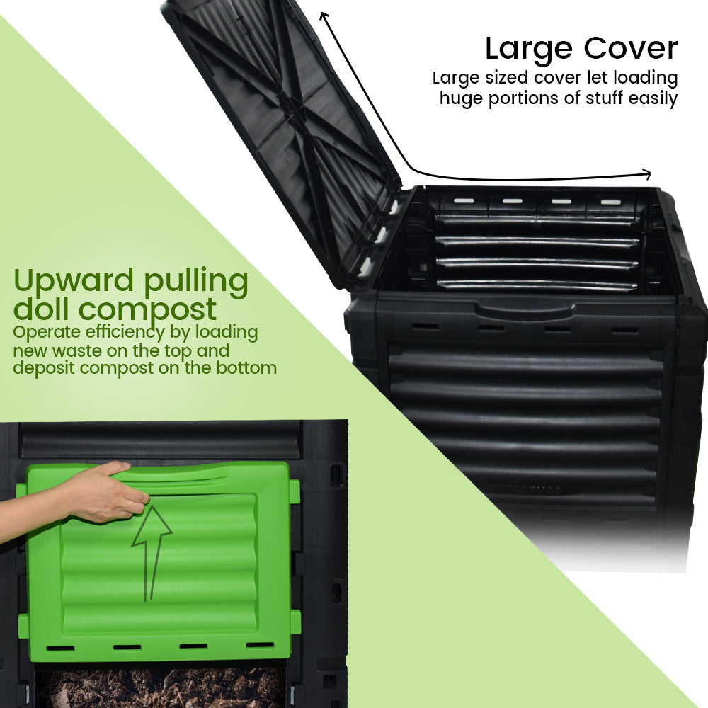 EJWOX Large Garden Compost Bin , 80 Gallon(300 L), Easy Assembling, Large Capacity