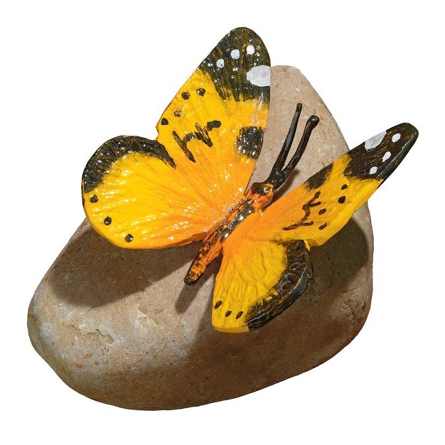 Design Toscano Yellow Mocker Swallowtail Butterfly On Rock Statue