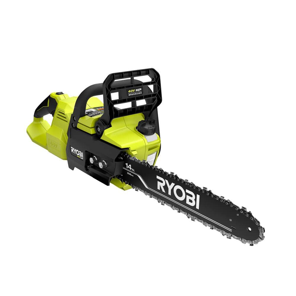 RYOBI 40V HP Brushless 14 in. Battery Chainsaw with 4.0 Ah Battery and Charger RY405100