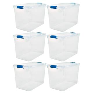 HOMZ 112 qt. Heavy Duty Clear Plastic Stackable Storage Containers (6-Pack) 3 x 3450CLRDC.02