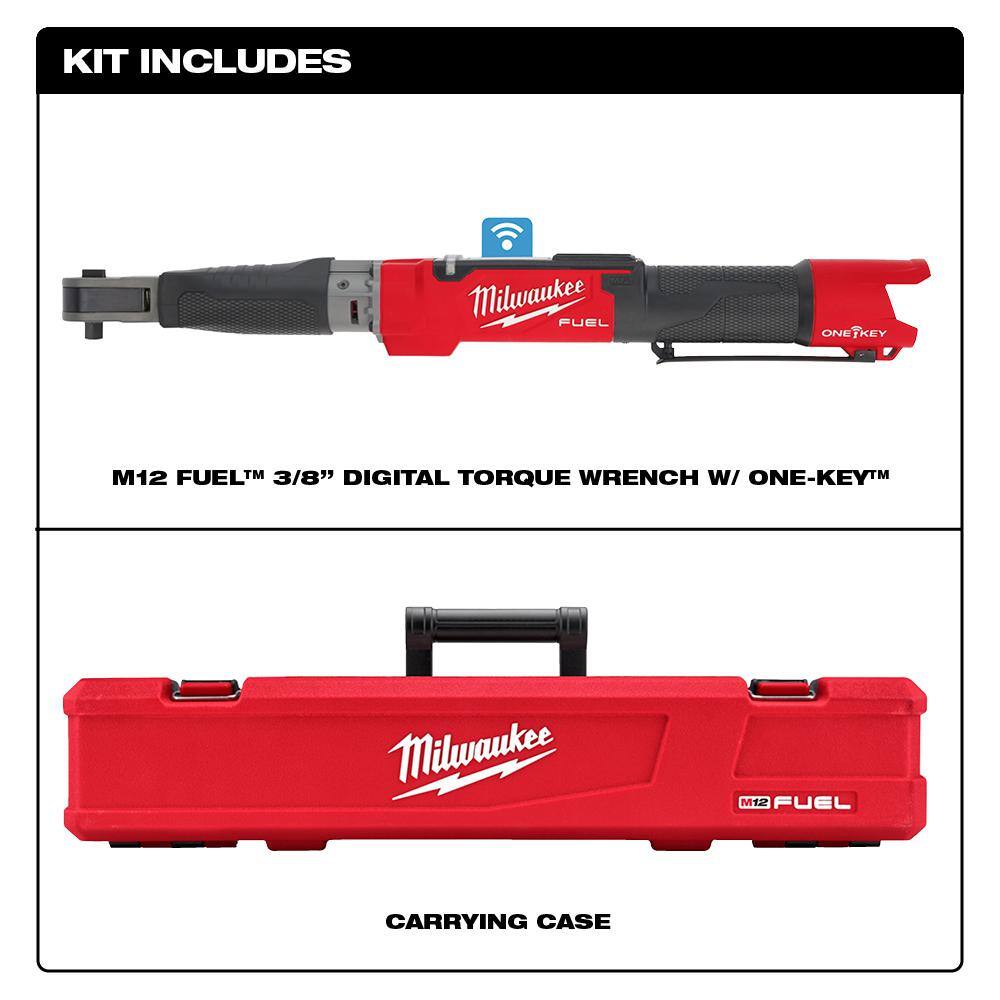 MW M12 FUEL One-Key 12-Volt Lithium-Ion Brushless Cordless 38 in. Digital Torque Wrench  12 in. Hammer Drill (2-Tool) 2465-20-2504-20