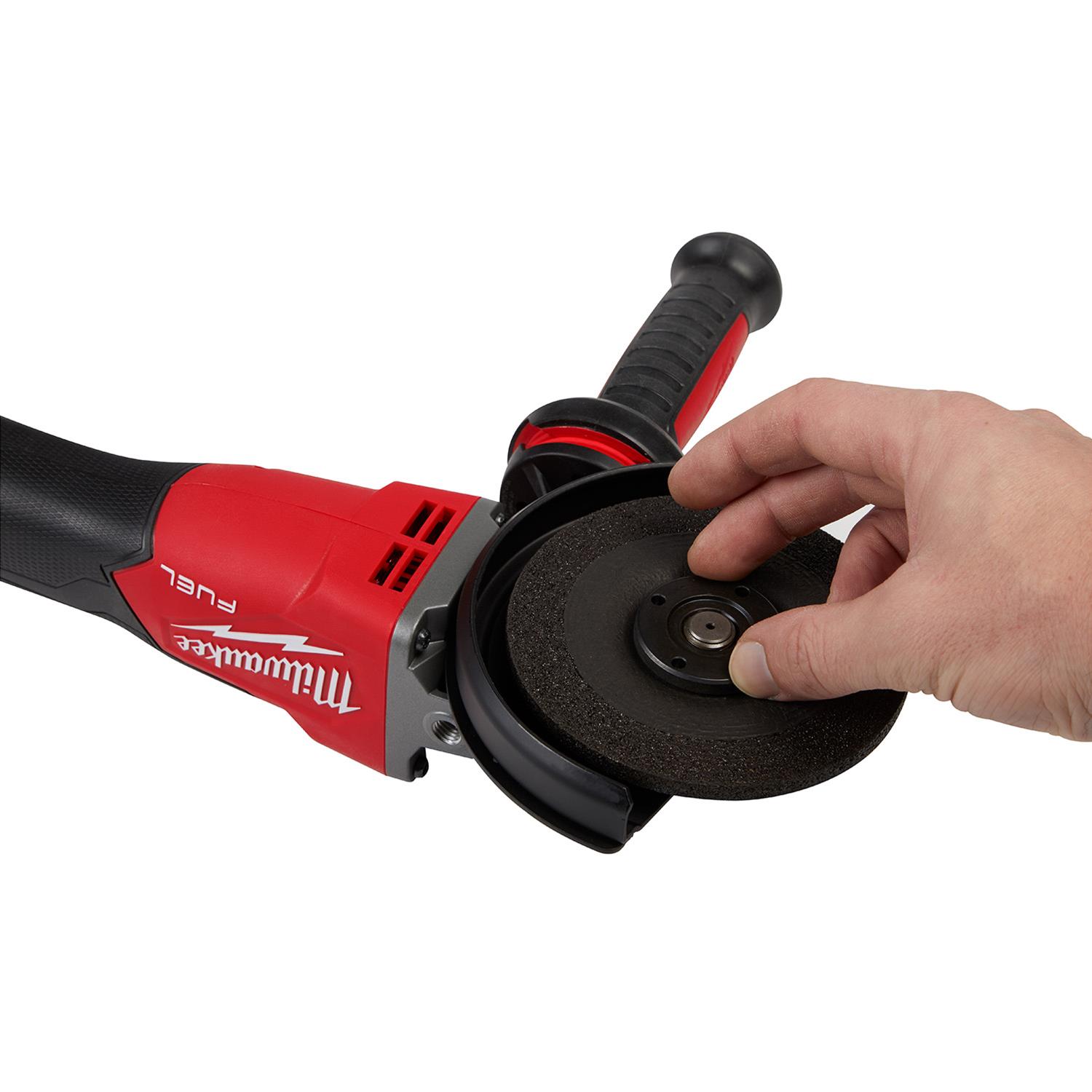 Milwaukee Tool 2887-20 Milwaukee M18 FUEL 5 in. Flathead Braking Angle Grinders with Slide Switch Lock-On