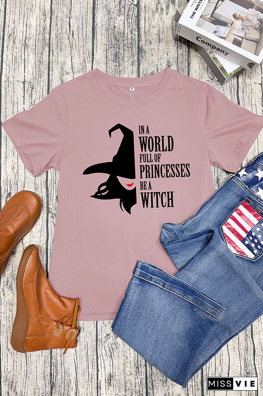 Spooky Witch Short Sleeve Graphic Tee Wholesale