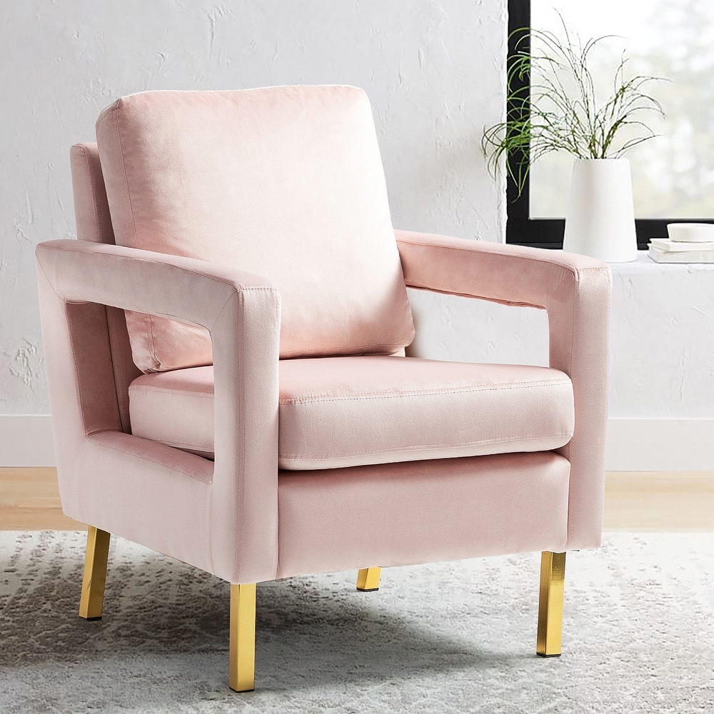 Valentina Comfy Accent Armchair with Golden Metal Legs and Removable Cushions by HULALA HOME