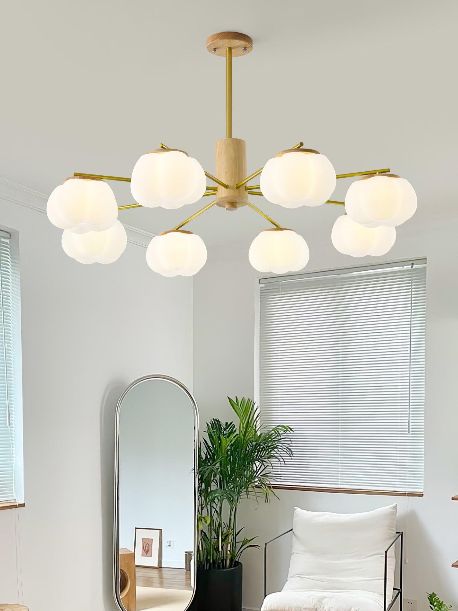 Wooden Cotton Balls Chandelier