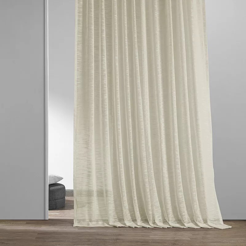 EFF 1-Panel Solid Open-Weave Sheer Window Curtain