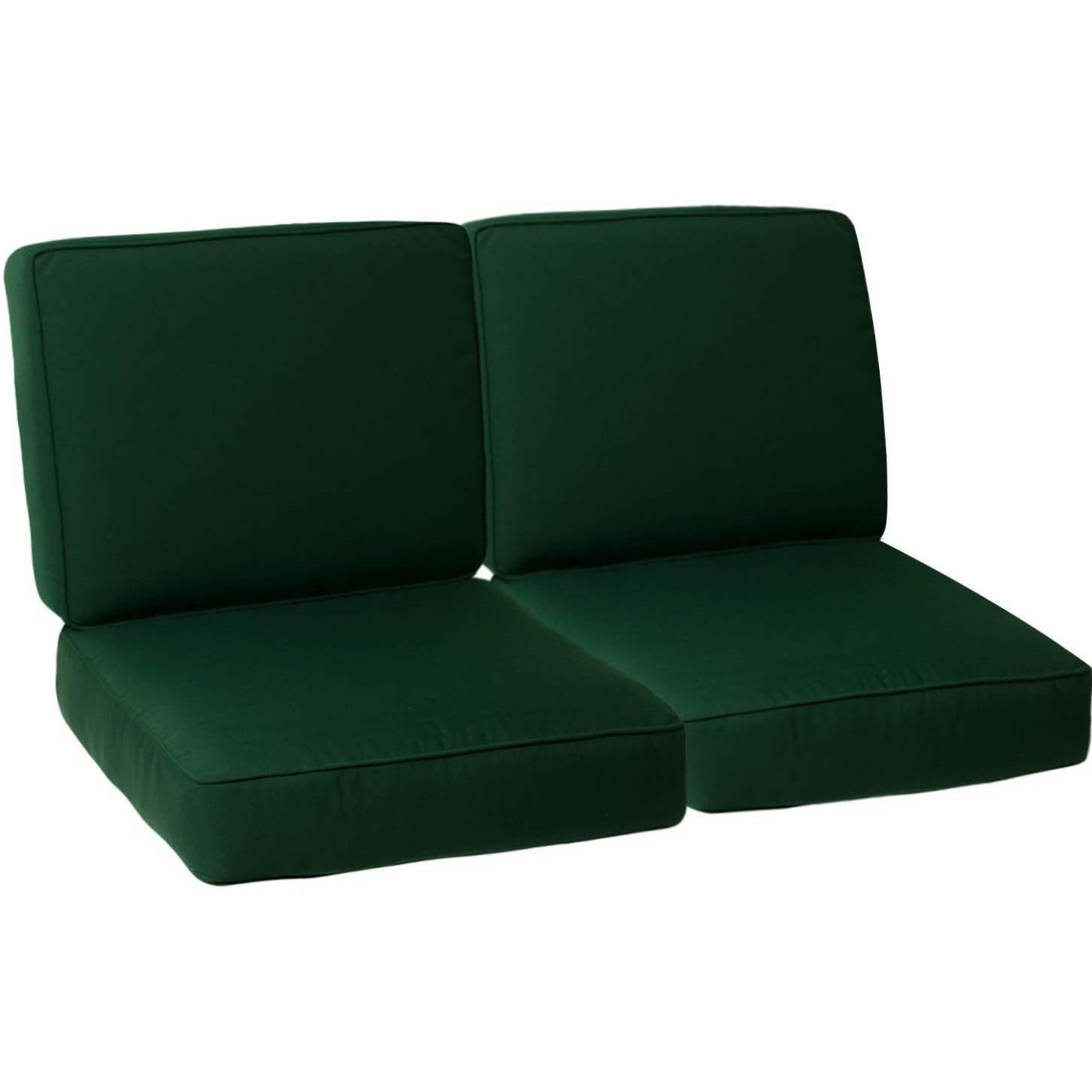 Sunbrella Canvas Forest Green 4 Piece Small Outdoor Replacement Loveseat Cushion Set W/ Piping By Signature