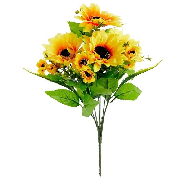 2 Bunches Artificial Sunflowers 13.5 in Stems Yellow