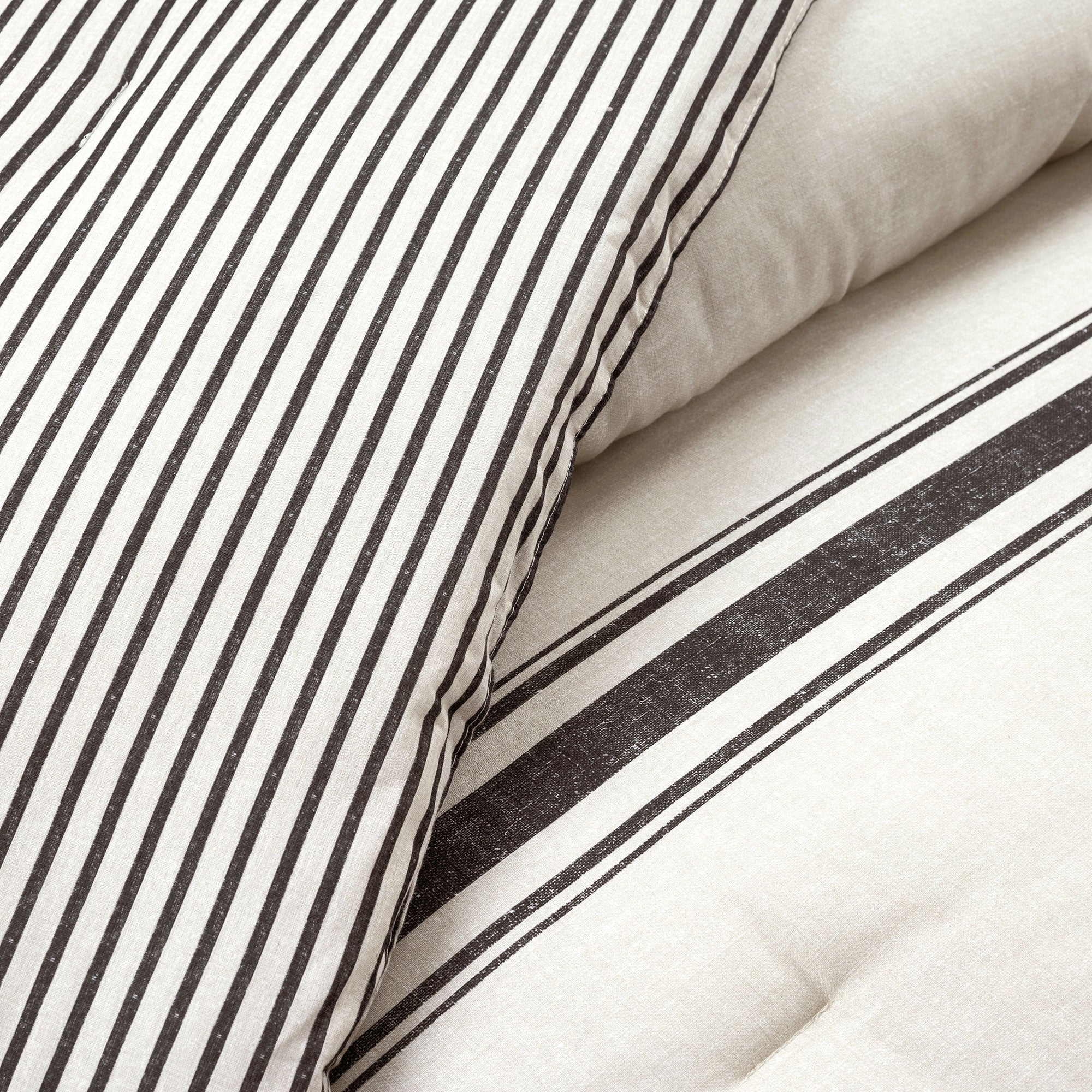 Farmhouse Stripe Cotton Reversible Comforter Set