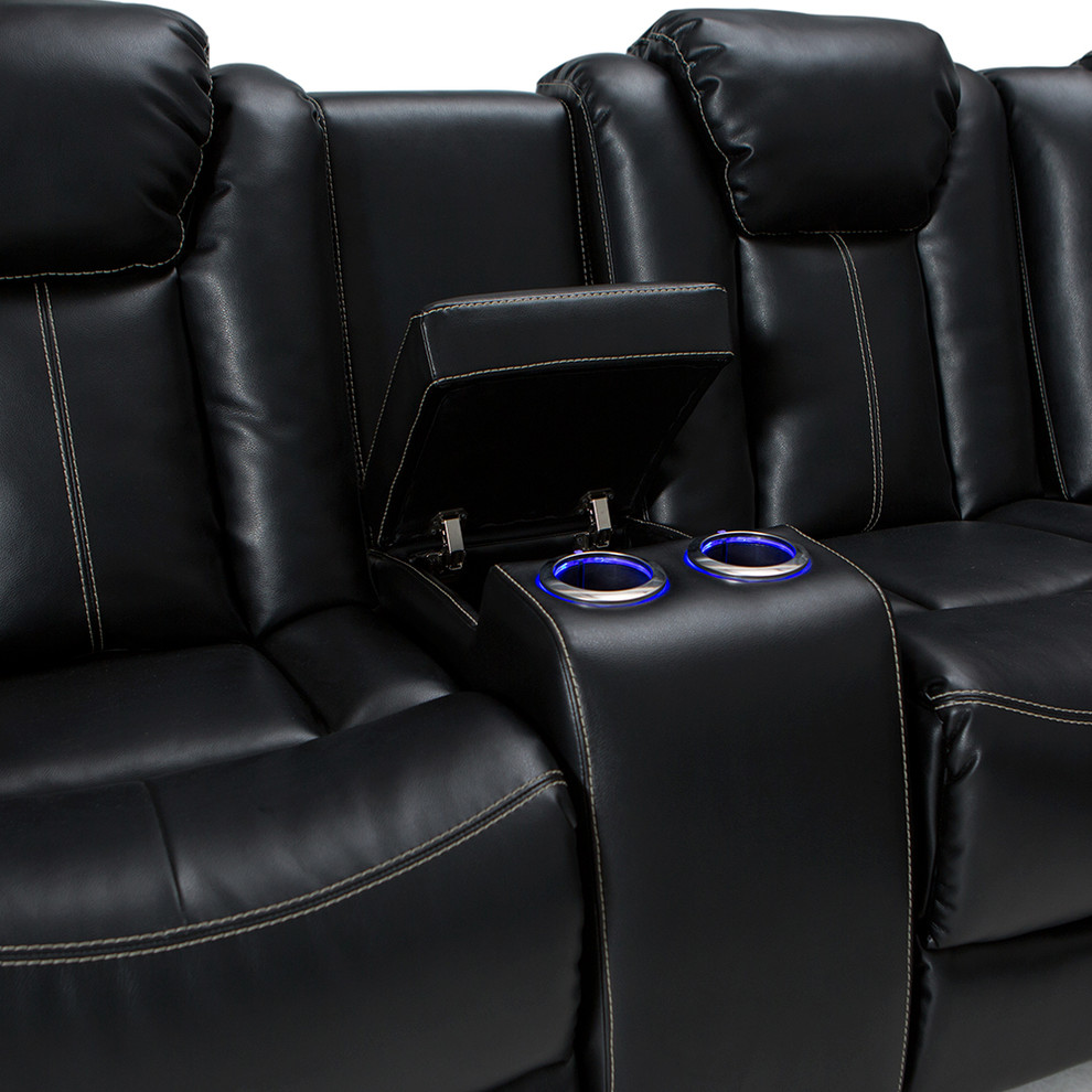 Seatcraft Republic Leather Home Theater Seating Power Loveseat   Transitional   Theater Seating   by Stargate Cinema  Houzz