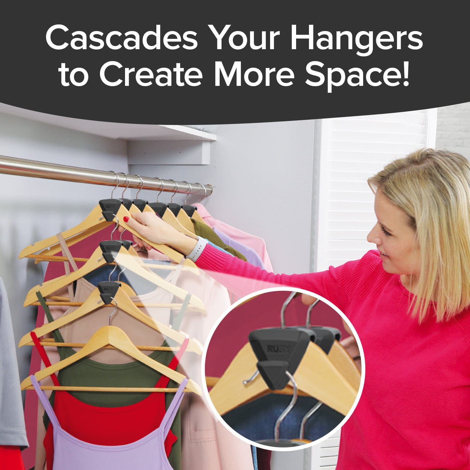 RUBY Space Triangles AS-SEEN-ON-TV, Creates Up to 3X More Closet Space, 4 Pack