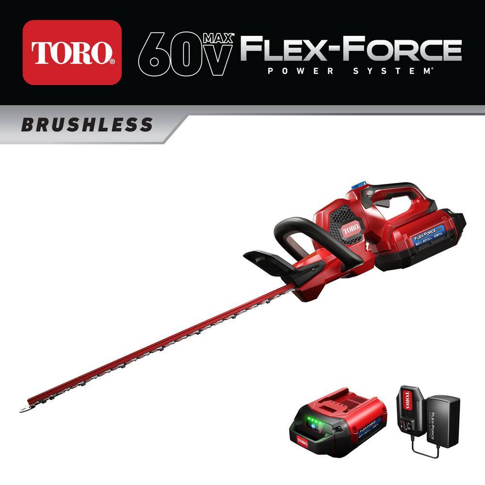 Toro 60V Max Lithium-Ion Cordless 24 in. Hedge Trimmer - 2.0 Ah Battery and Charger Included 51841