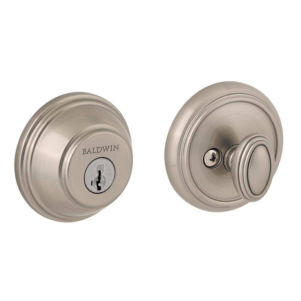 Baldwin Prestige Satin Nickel Single Cylinder Round Deadbolt Featuring SmartKey Security 380 RDB 15 SMT CP RCAL