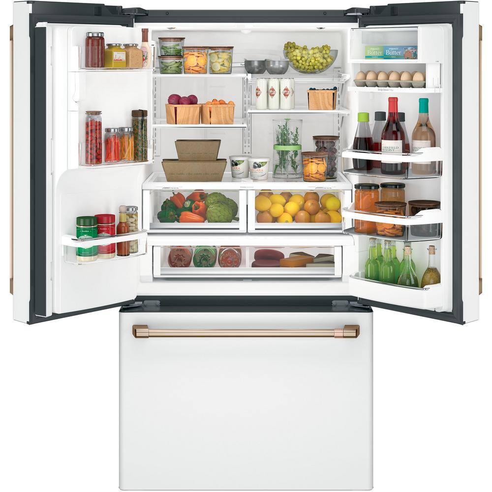 Cafe 27.8 cu. ft. Smart French Door Refrigerator with Hot Water Dispenser in Matte White Fingerprint Resistant ENERGY STAR CFE28TP4MW2