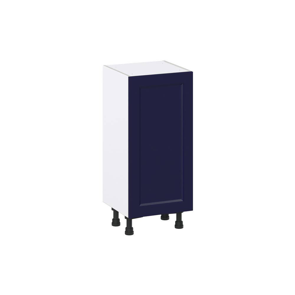 J COLLECTION 15 in. W x 14 in. D x 34.5 in. H Devon Painted Blue Shaker Assembled Shallow Base Kitchen Cabinet with Inner Drawers DSB1514FHI3(LR)-DV