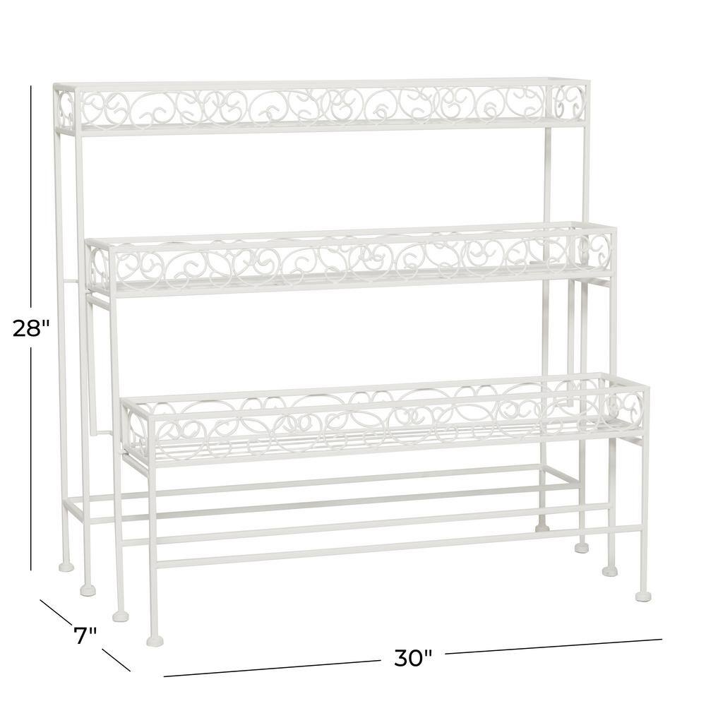 Litton Lane 28 In. x 30 In. White Metal French Country Plantstand 040551