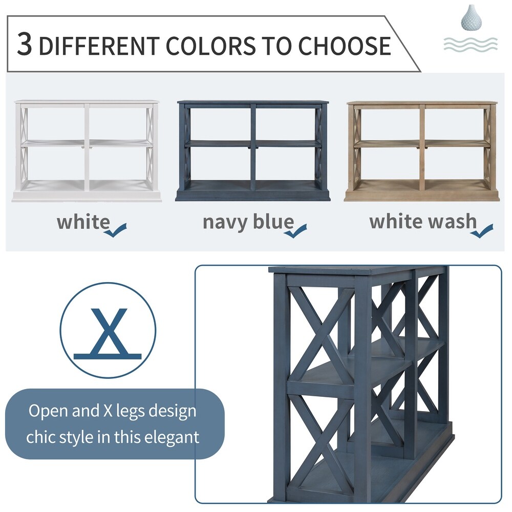 Console Table with 3 Tier Open Storage Spaces and \