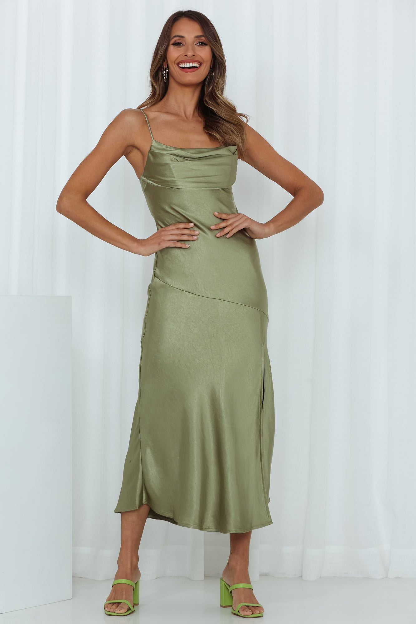 A Little Whisper Midi Dress Olive