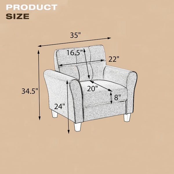 1-Seat Modern Accent Living Room Armchair Linen Upholstered Couch Furniture with Wood Frame and Durable Legs for Home or Office