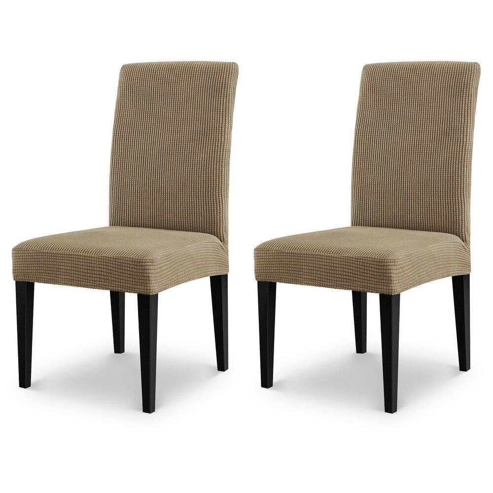 CHUN YI Elastic Textured Grid Dining Chair Slipcover