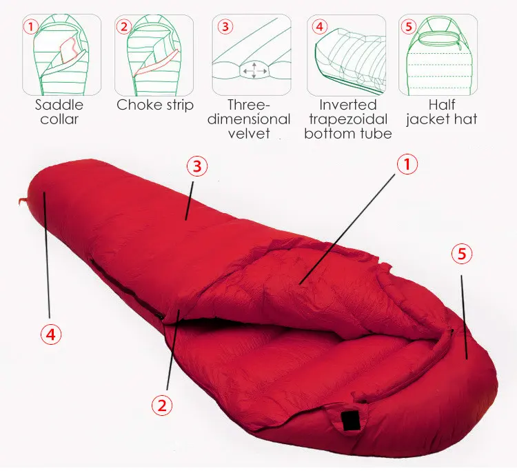 Low Moq Camping Hiking Walking Duck Down Super Light Mummy Sleeping Bag For Outdoor Traveling