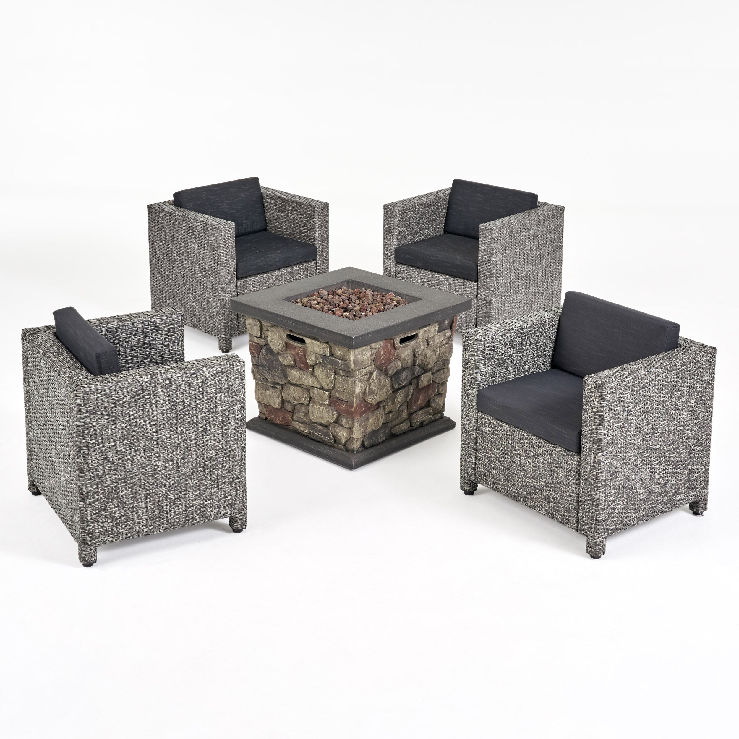 Venice 4-Seater Outdoor Fire Pit Chat Set