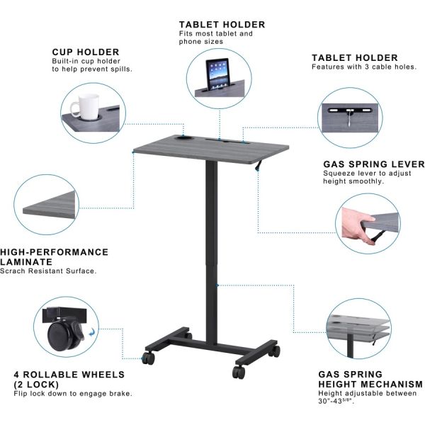 Lorell Height-adjustable Mobile Desk