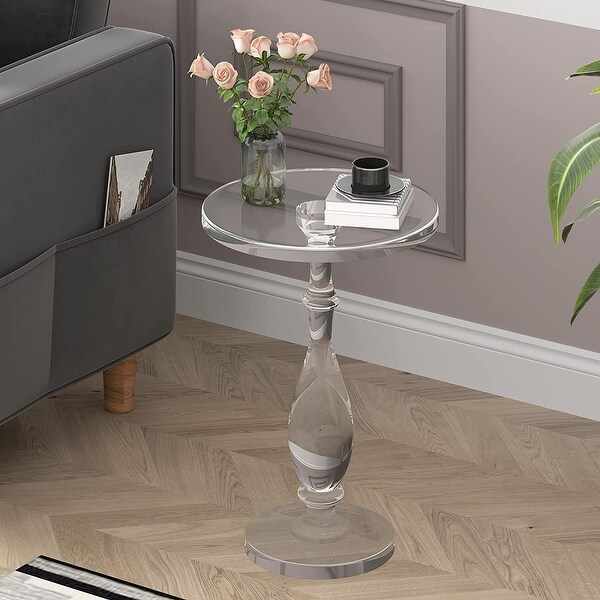 Mixoy Small Acrylic Side Table for Small Spaces， Small Bedside Table， Acrylic Nightstand Table， Home Accent End Table