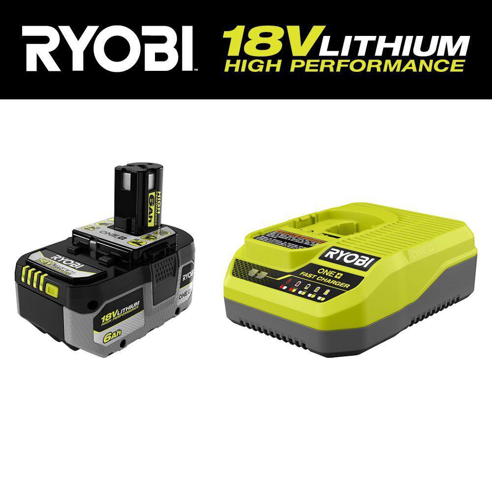 RYOBI ONE+ HP 18V 6.0 Ah Lithium-Ion HIGH PERFORMANCE Battery and Charger Starter Kit PSK016