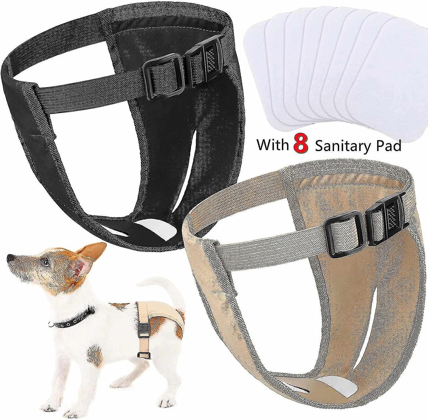 Female Dog Nappies With 8 Sanitary Pad Adjustable Protective Trousers For In Heat Monthly Bleeding P