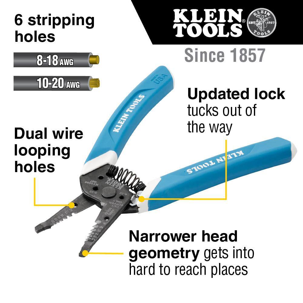 Klein Tools Klein-Kurve Wire Stripper  Cutter 8-20 AWG K11095SEN