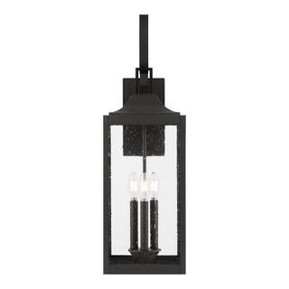 Home Decorators Collection Havenridge 3-Light Matte Black Hardwired Outdoor Wall Lantern Sconce with Seeded Glass (1-Pack) KSZ1603AL-01BS