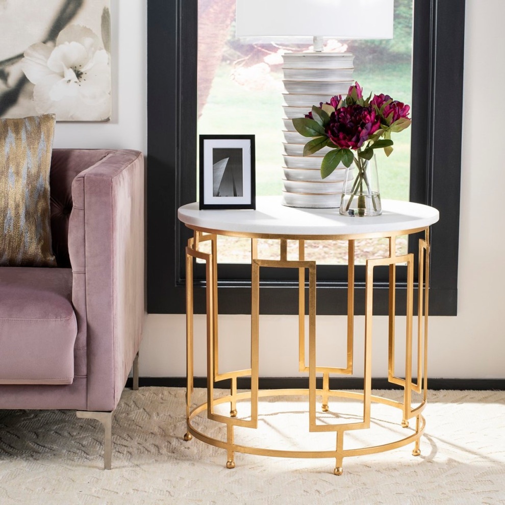 Legend White Marble Accent Table   Contemporary   Side Tables And End Tables   by Rustic Home Furniture Deco  Houzz