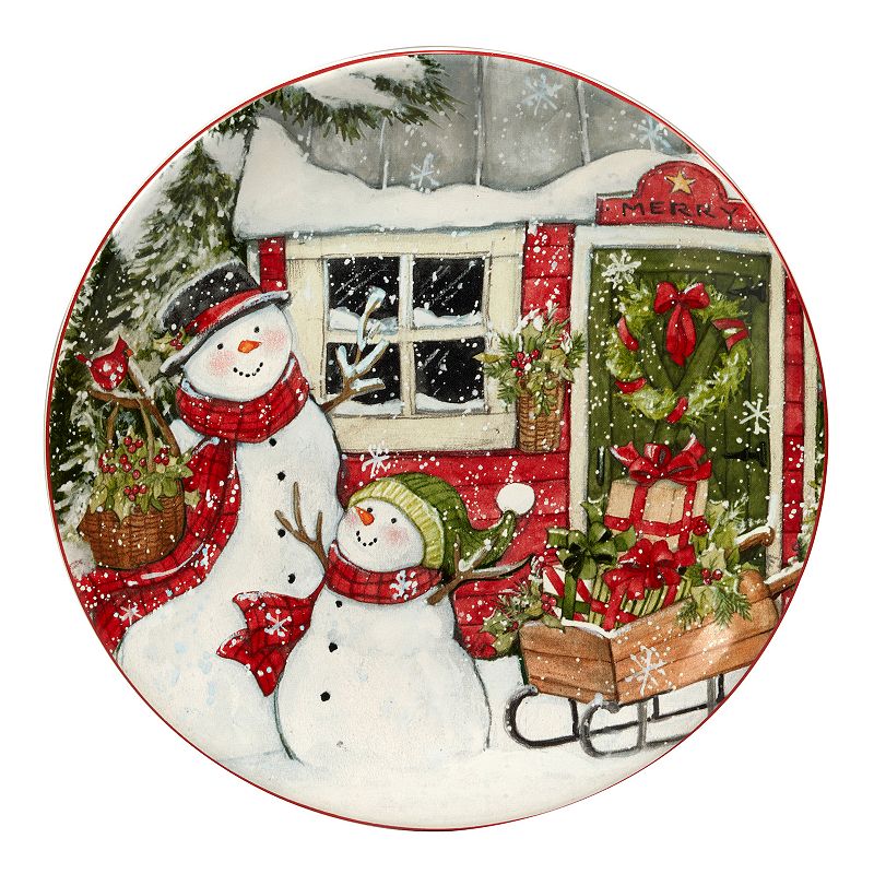 Certified International Snowman's Farmhouse 4-pc. Dessert Plate Set