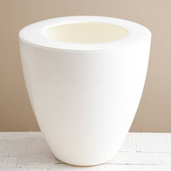 12 inch (30 cm) Convex Round Plastic Planter (White)