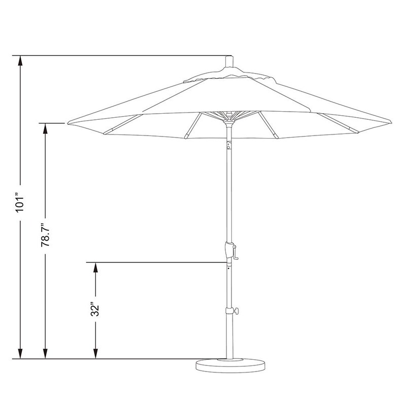 California Umbrella 9 Ft. Octagonal Aluminum Push Button Tilt Patio Umbrella W/ Crank Lift and Aluminum Ribs