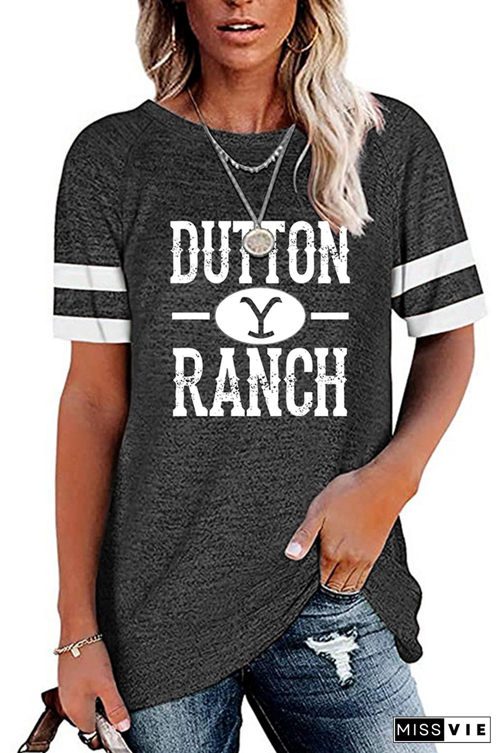 Yellowstone Dutton Ranch Graphic Tees for Women Wholesale Short Sleeve T shirts Top