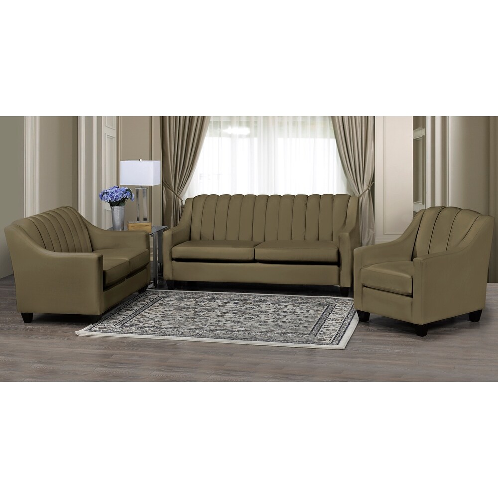 Edgware Top Grain Leather Sofa  Loveseat and Armchair Set