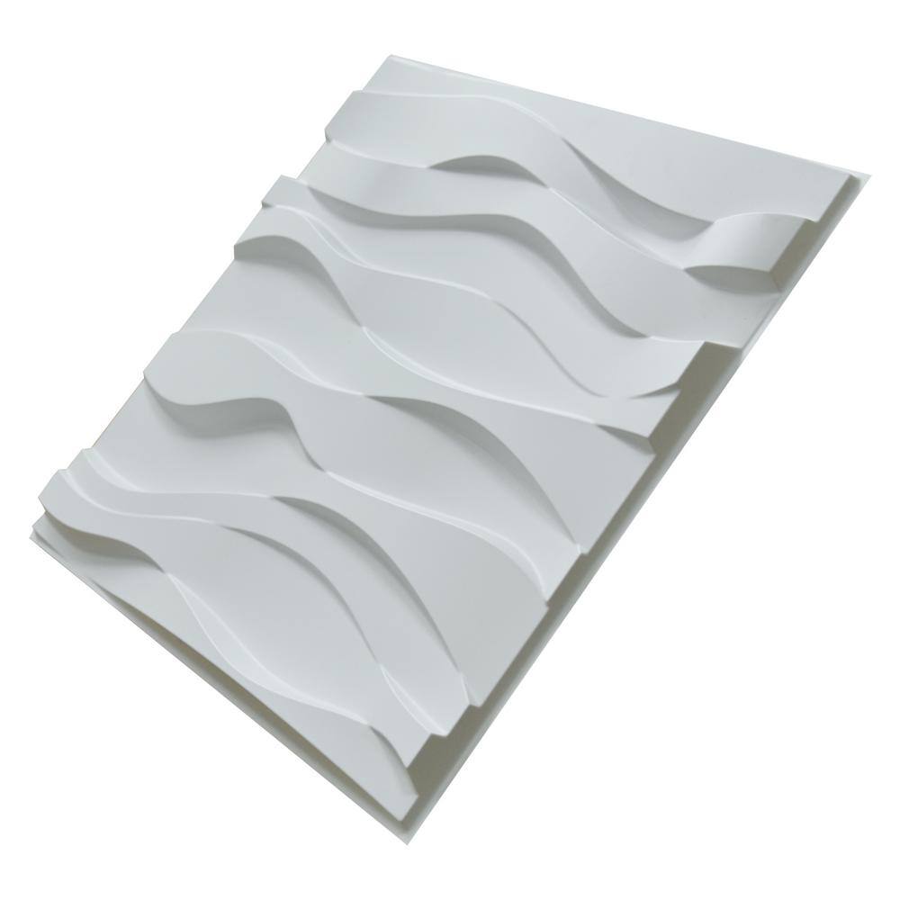 Art3d Wavy Shape Decorative Wall Panels 19.7 in. x 19.7 in PVC 3D Wall Panels in White for Interior Decor 12-Panels A10hd041WTP12