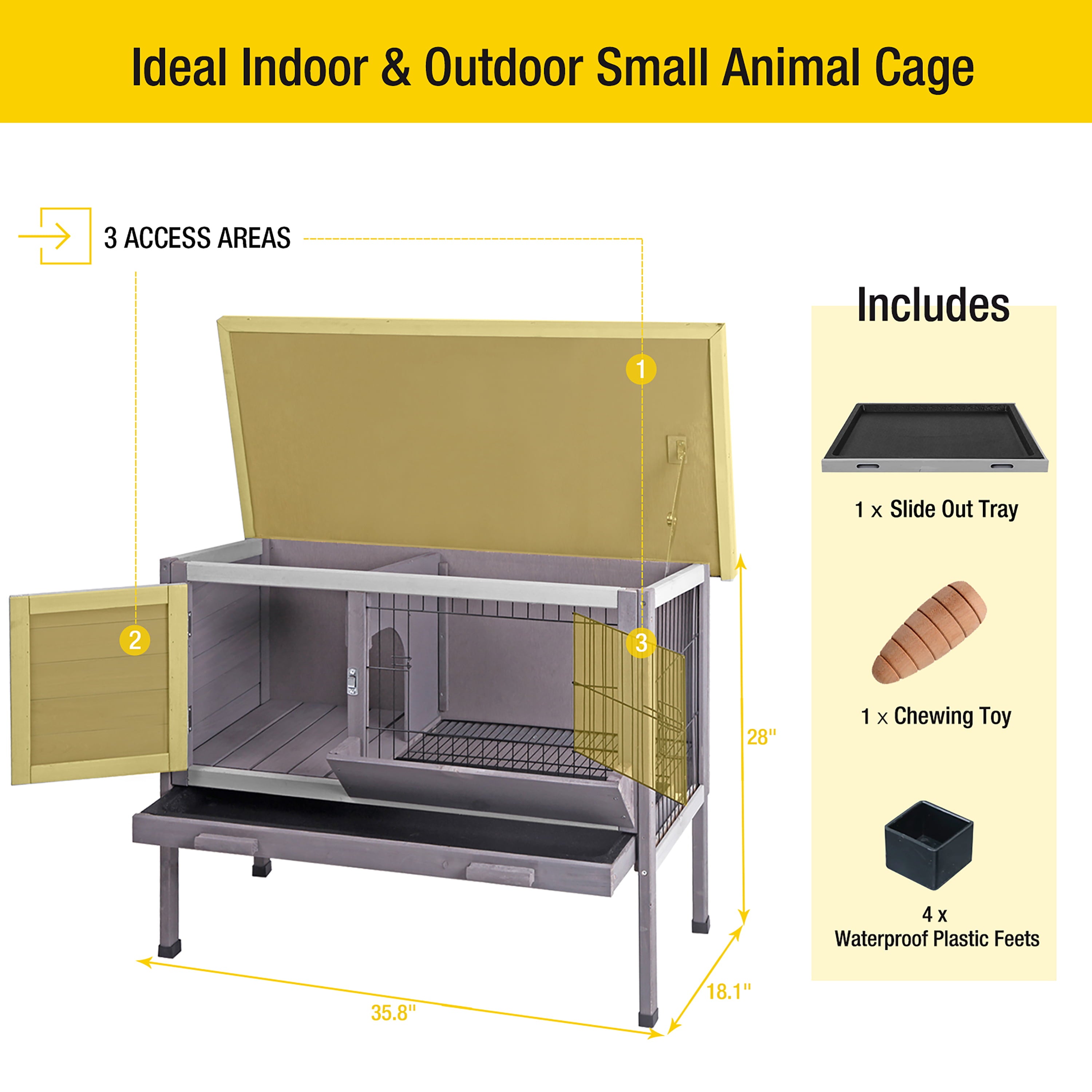 Morgete Wooden Rabbit Hutch Indoor Bunny Cage Outdoor Small Animal House for Guinea Pig