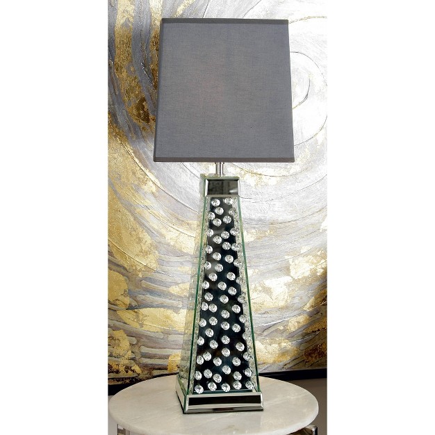 Contemporary Glass Mirrored Table Lamp Silver Olivia amp May