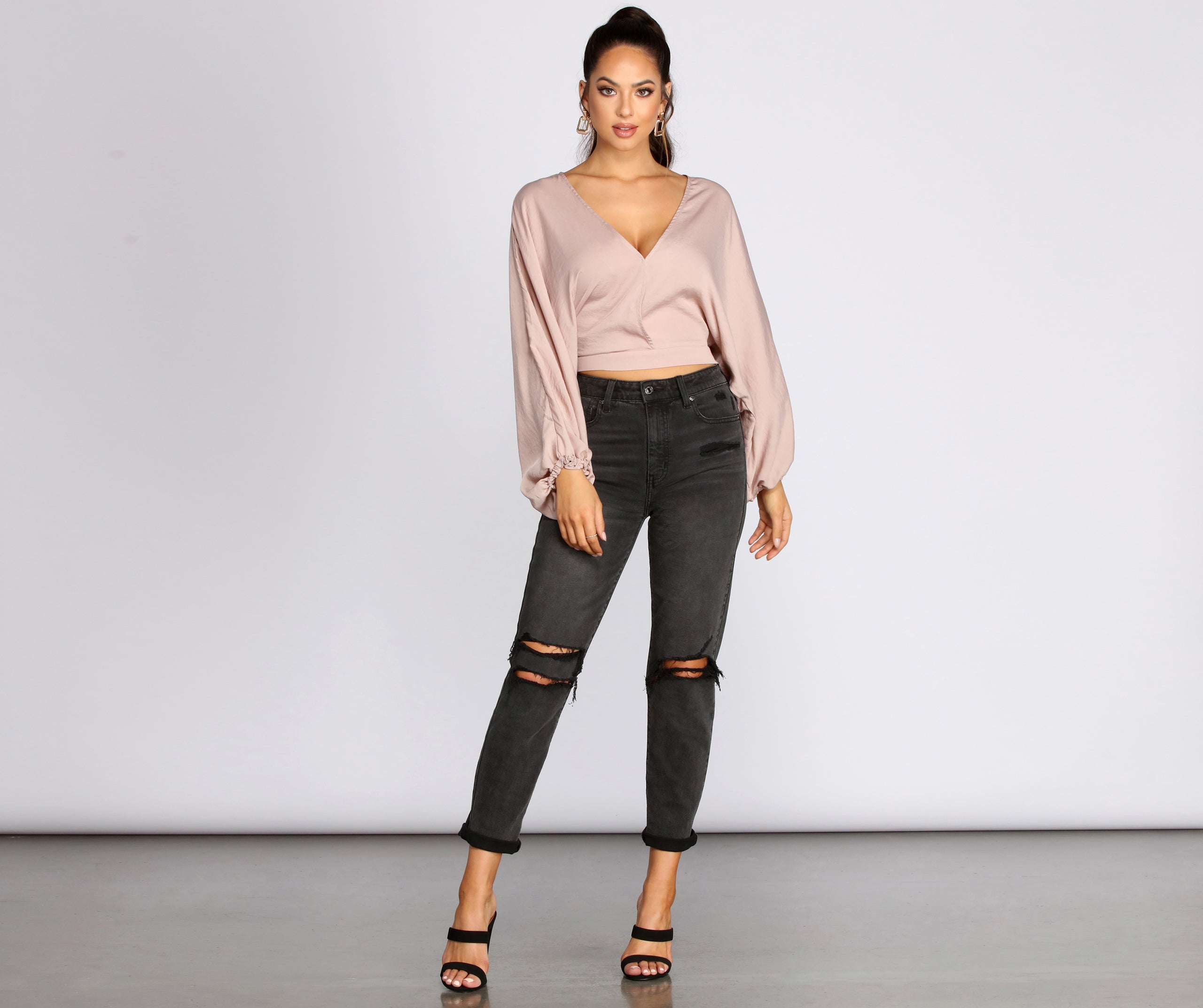 Go With The Flow Surplice Crop Top