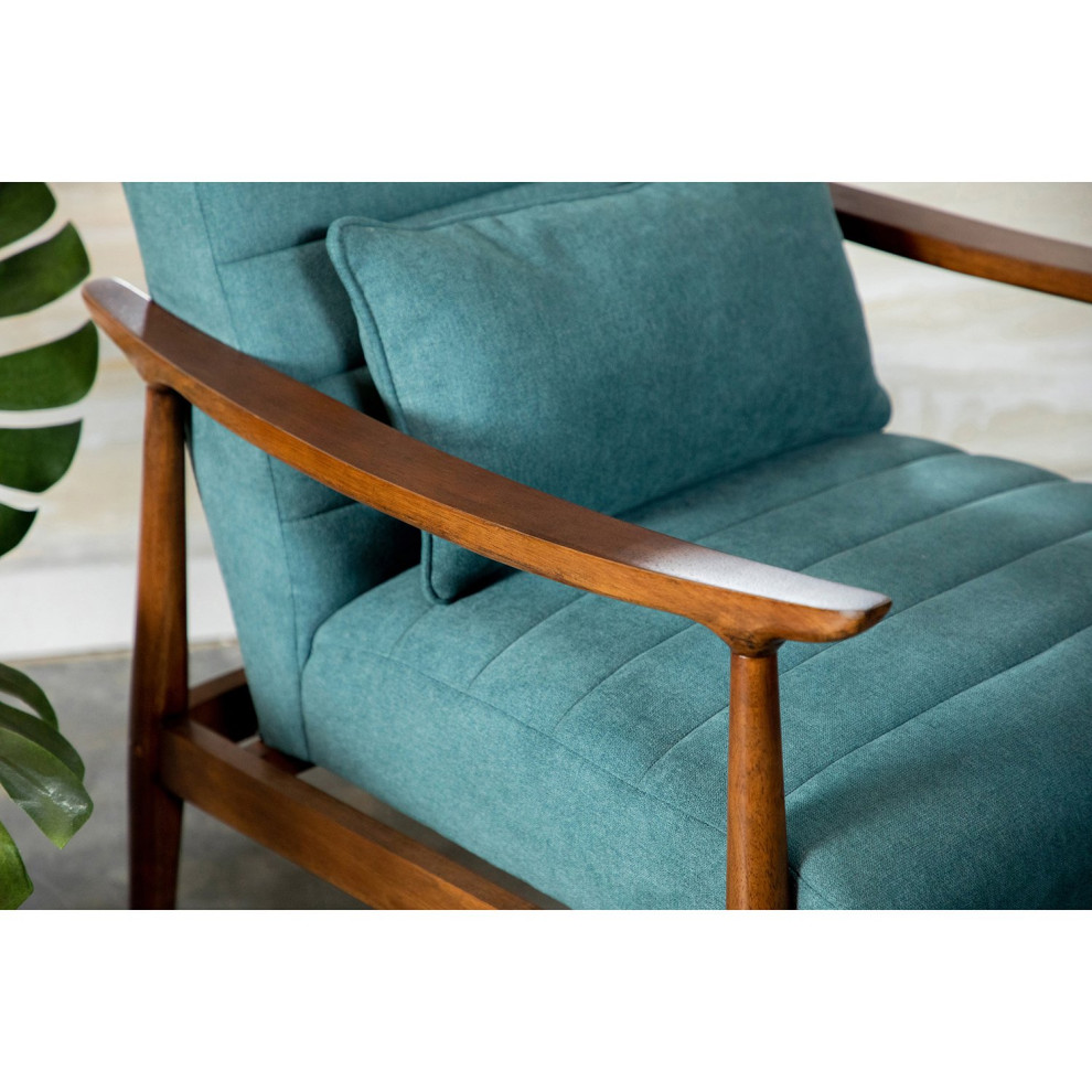 Midcentury Modern Accent Chair  Exposed Wooden Frame  Cashmere Like Seat  Teal   Midcentury   Armchairs And Accent Chairs   by Declusia  Houzz