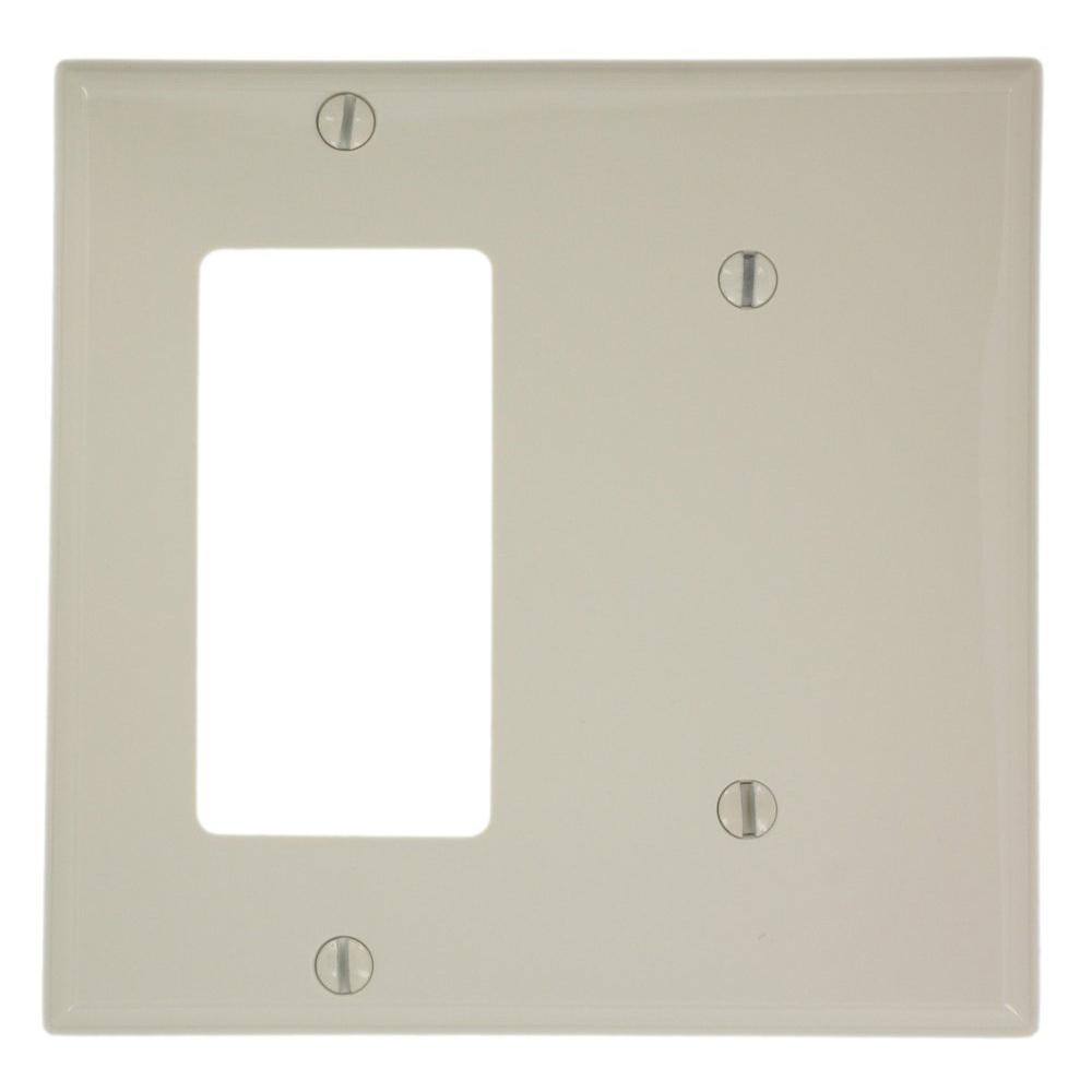 Leviton Almond 2-Gang 1-Toggle1-Blank Wall Plate (1-Pack) 80708-T