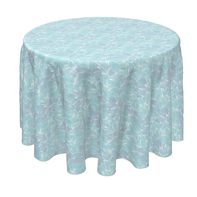 Round Tablecloth， 100% Polyester， 70 Round， Splashes of Waves