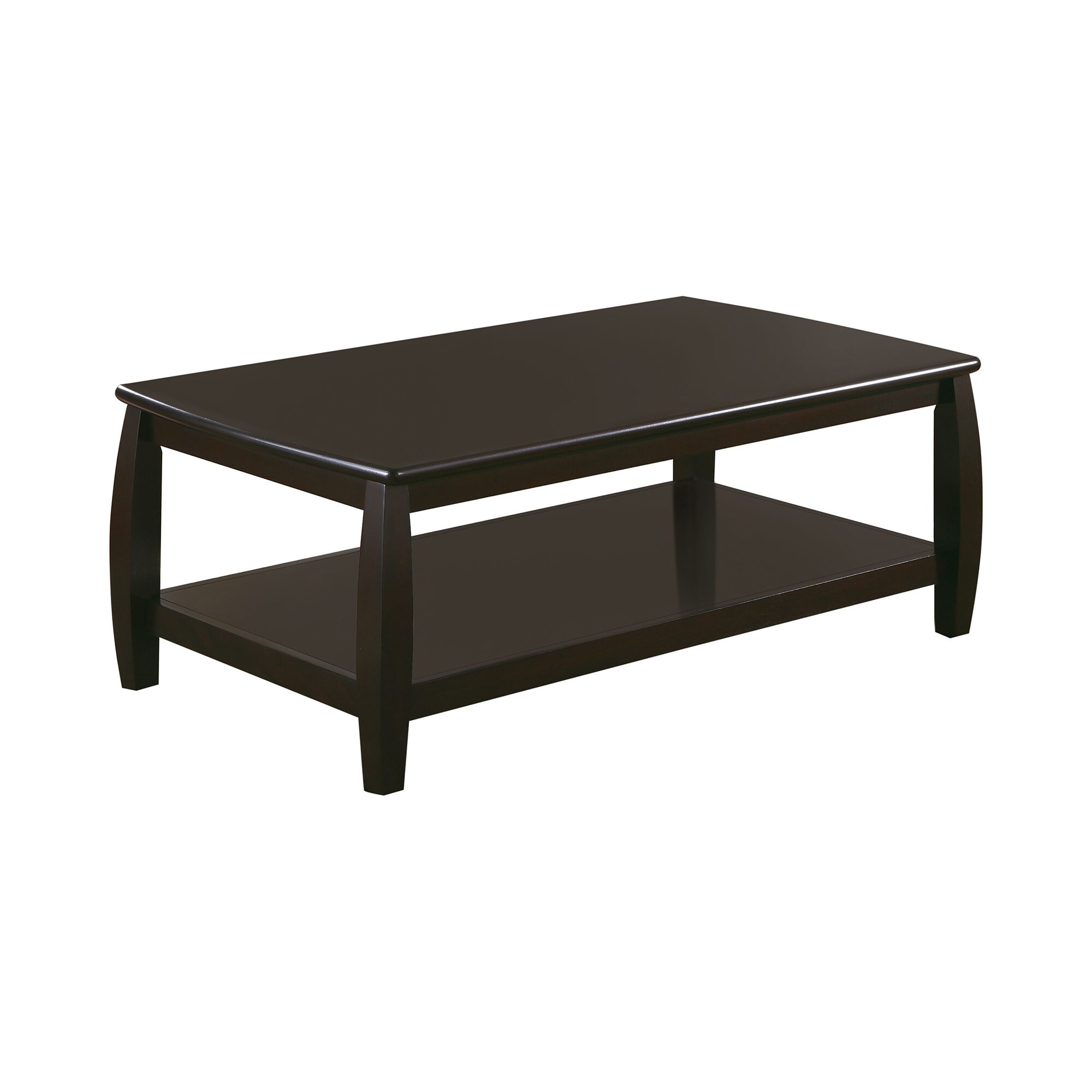 Wood Coffee Table with Bottom Shelf， Espresso