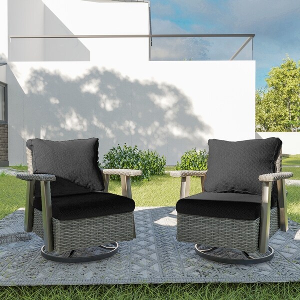 Cozywor Wicker Patio Outdoor Swivel Rocking Chair (Set of 2)