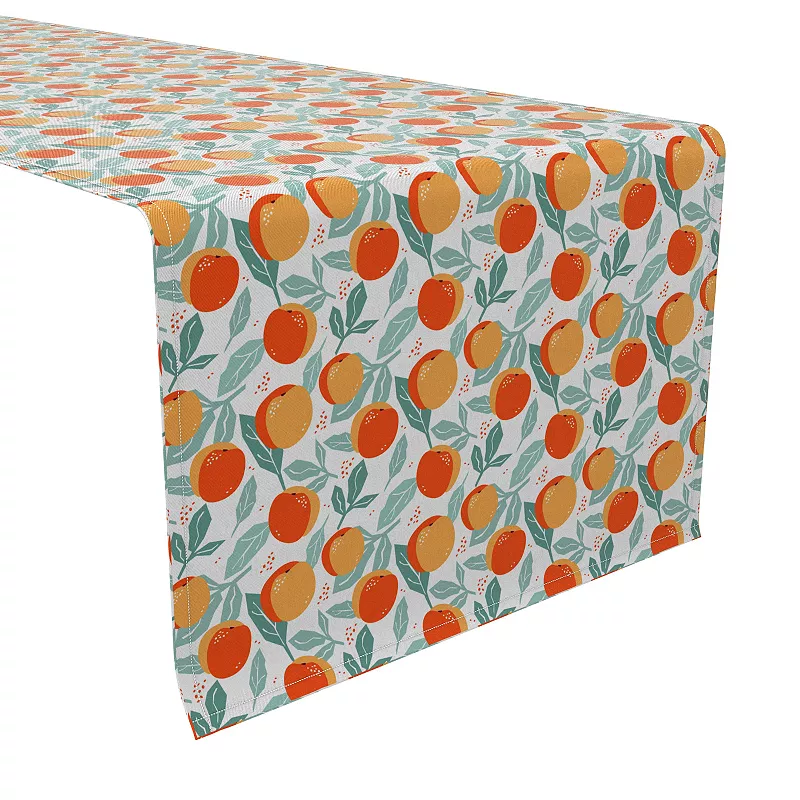 Table Runner， 100% Cotton， 16x108， Apricots and Leaves